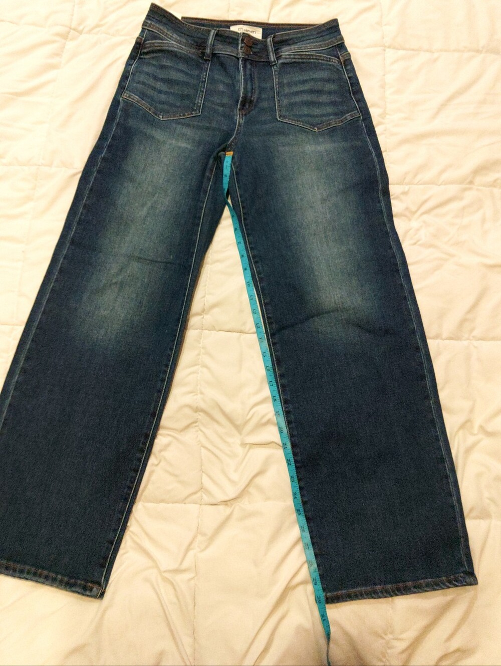 Wide-Leg Medium Dark Blue Denim Jeans